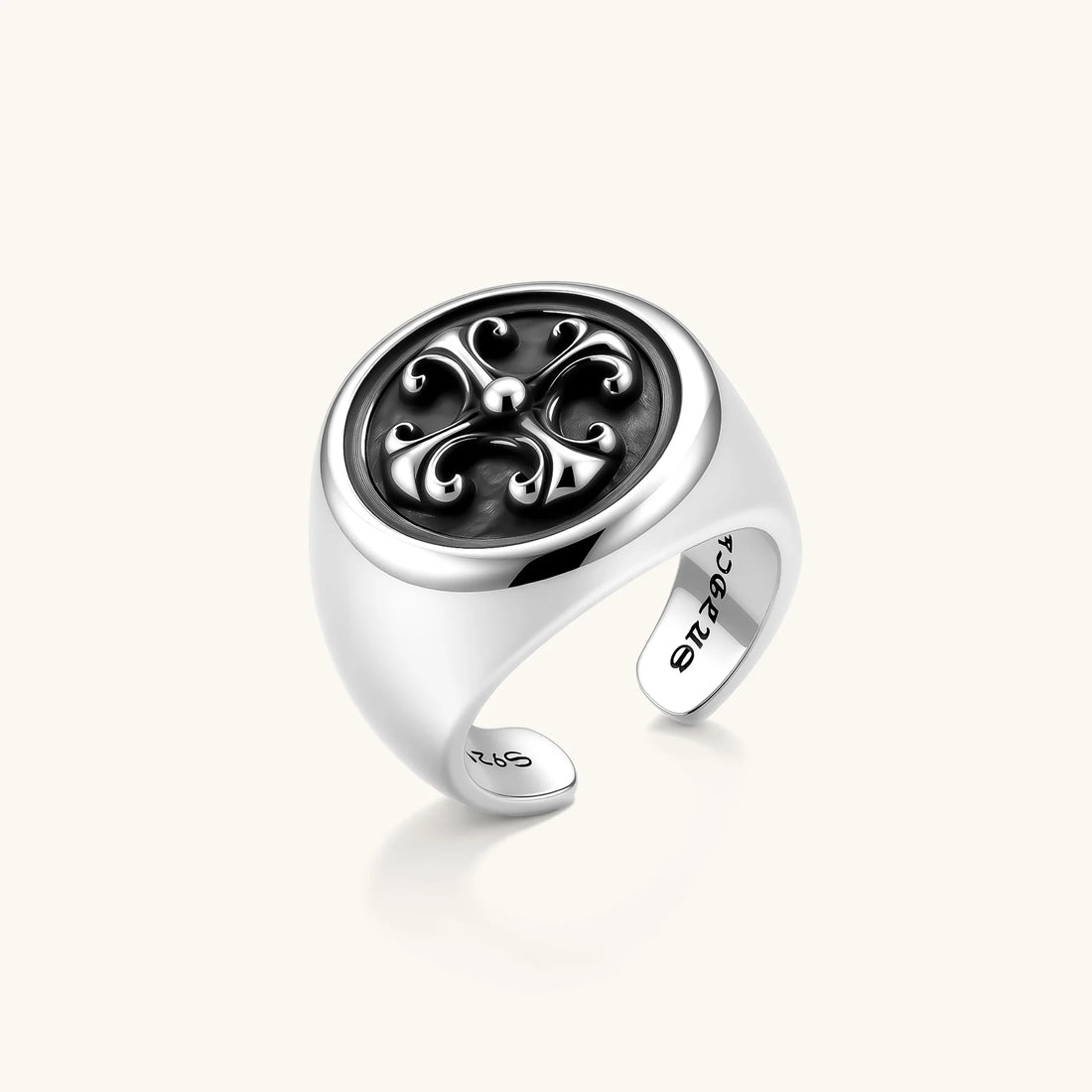 Siegelring für Herren aus 925er Silber mit Fleur-de-Lis