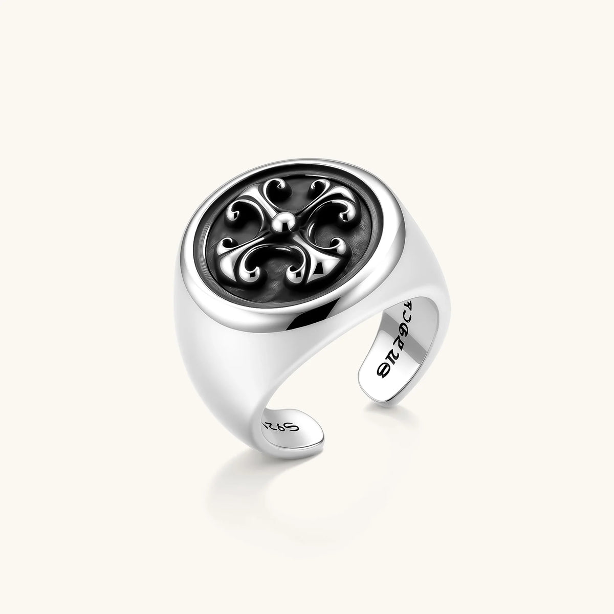 Siegelring für Herren aus 925er Silber mit Fleur-de-Lis