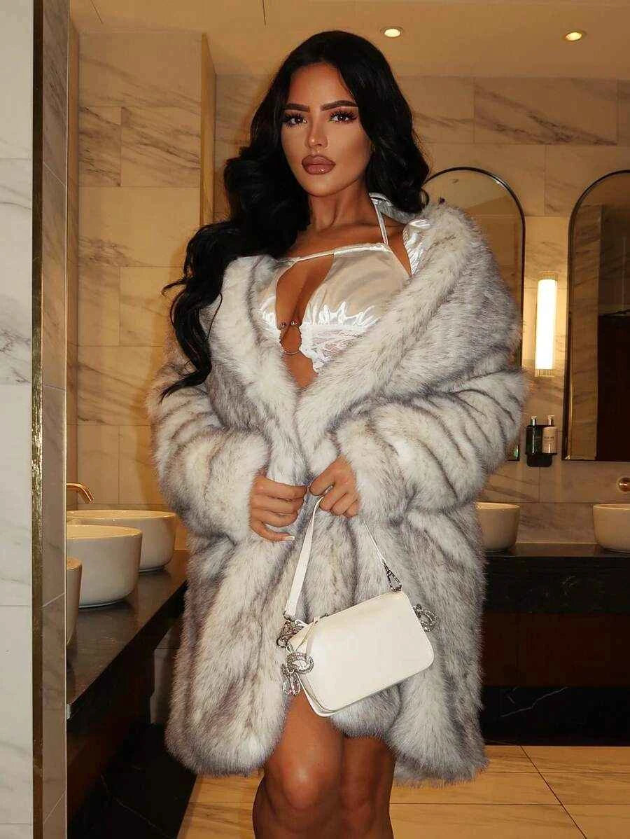 SXY Women's Loose Sexy Open Front Fuzzy Coat, Autumn/Winter