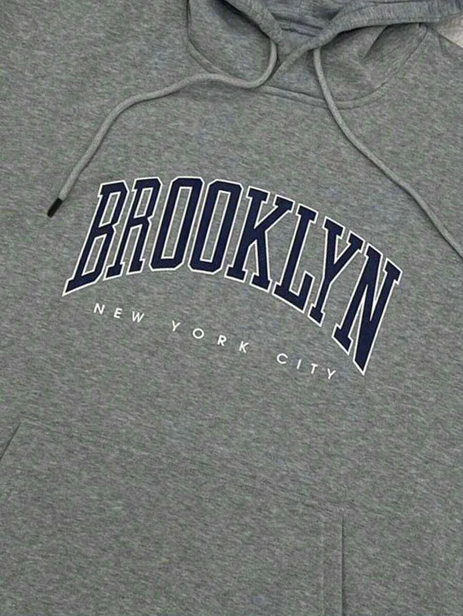 Kapuzensweatshirt mit Buchstaben-Aufdruck und Kordelzug