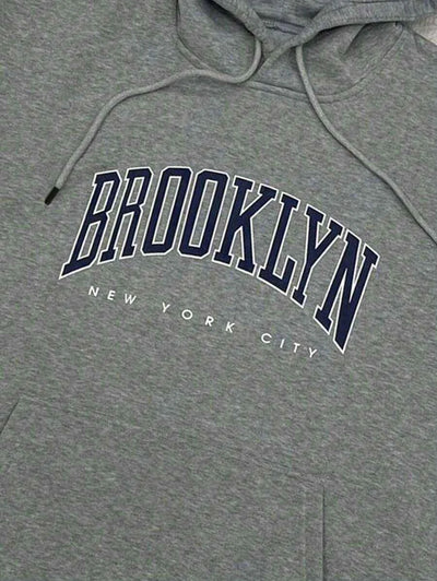 Kapuzensweatshirt mit Buchstaben-Aufdruck und Kordelzug