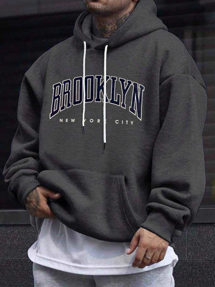 Kapuzensweatshirt mit Buchstaben-Aufdruck und Kordelzug