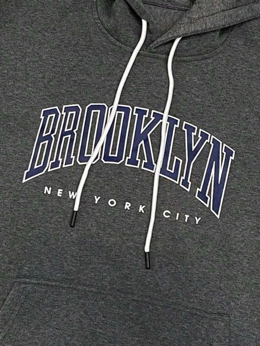 Kapuzensweatshirt mit Buchstaben-Aufdruck und Kordelzug