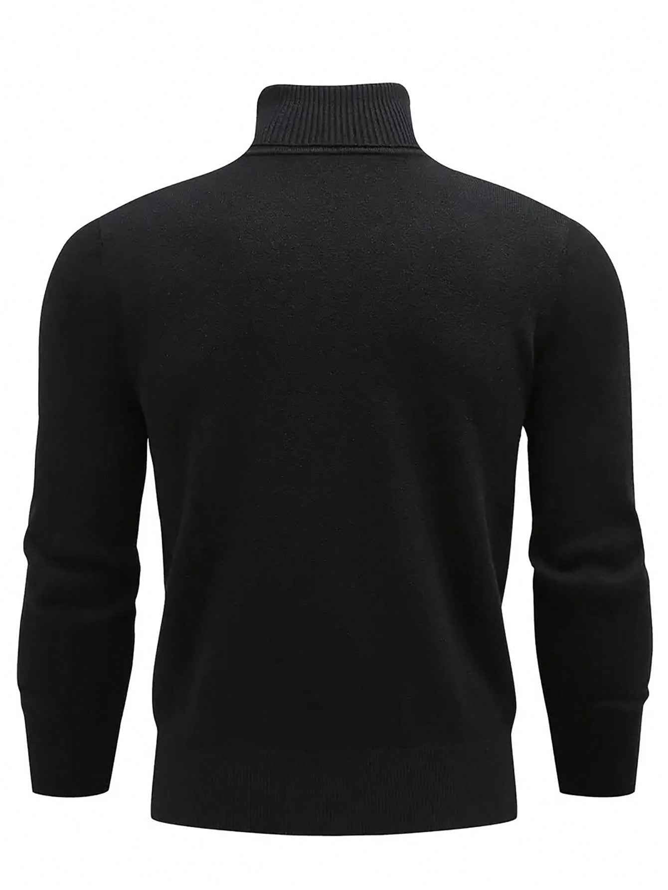 Men's Solid Color Long Sleeve Turtleneck Minimalist Sweater, Casual Everyday Wear