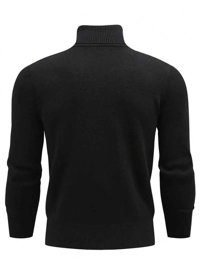 Men's Solid Color Long Sleeve Turtleneck Minimalist Sweater, Casual Everyday Wear