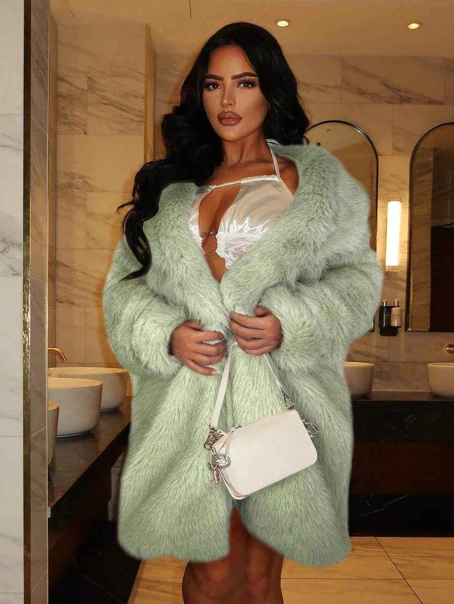 SXY Women's Loose Sexy Open Front Fuzzy Coat, Autumn/Winter