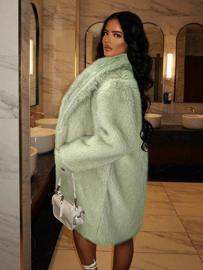 SXY Women's Loose Sexy Open Front Fuzzy Coat, Autumn/Winter