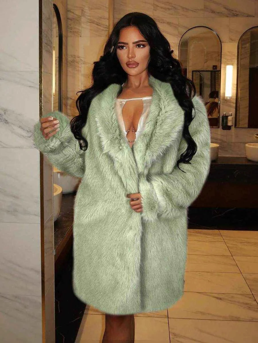 SXY Women's Loose Sexy Open Front Fuzzy Coat, Autumn/Winter