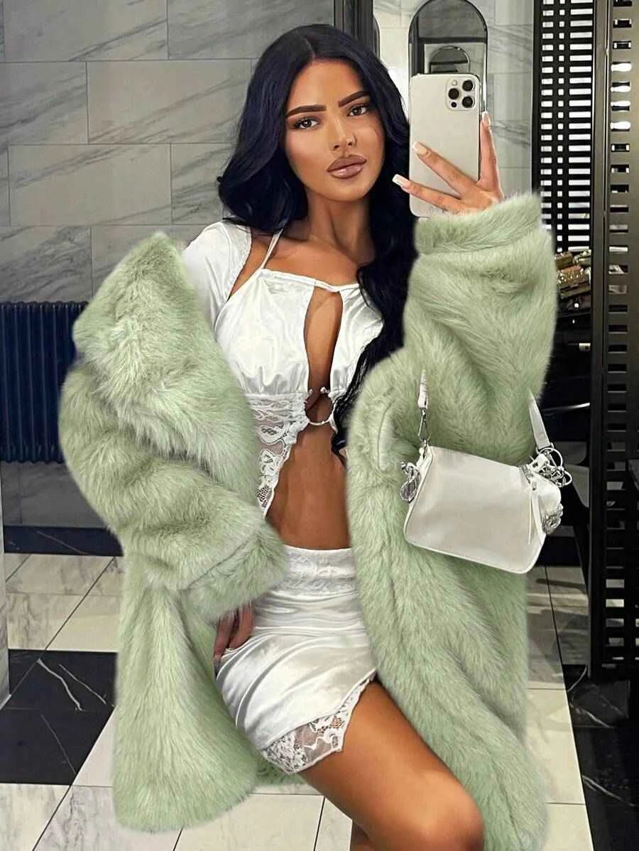 SXY Women's Loose Sexy Open Front Fuzzy Coat, Autumn/Winter