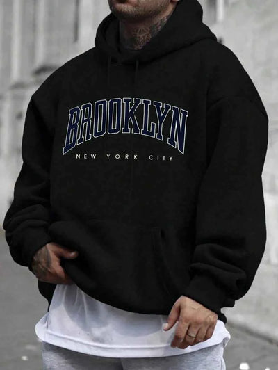 Kapuzensweatshirt mit Buchstaben-Aufdruck und Kordelzug