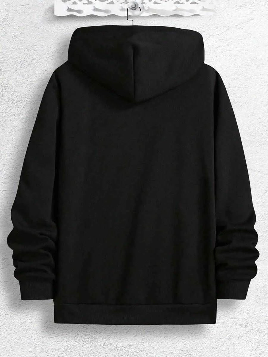 Kapuzensweatshirt mit Buchstaben-Aufdruck und Kordelzug