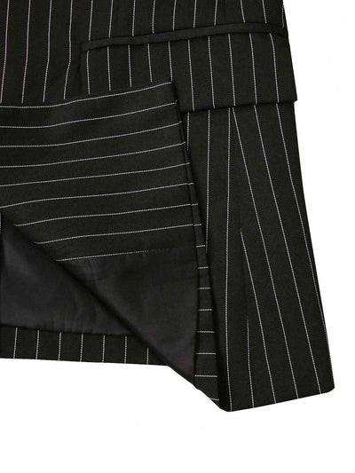 Manfinity Mode Men Business Striped Lapel Neck Long Sleeve Jacket And Pants Suit, For Autumn