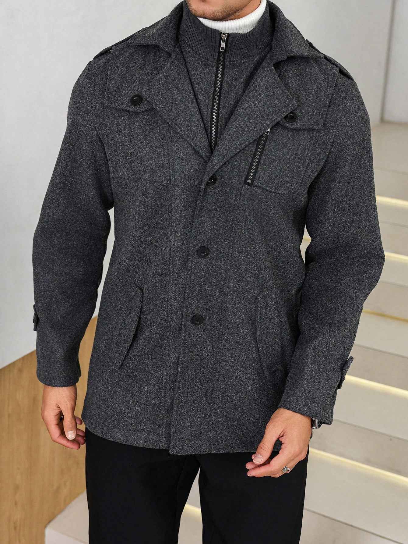 Uniquora Herren-Freizeitmantel mit einreihiger Knopfleiste