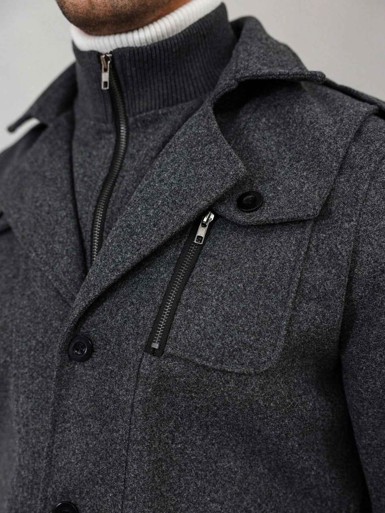 Uniquora Herren-Freizeitmantel mit einreihiger Knopfleiste