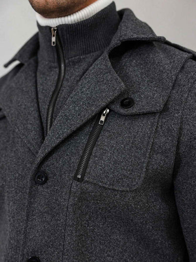 Uniquora Herren-Freizeitmantel mit einreihiger Knopfleiste