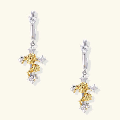 Divine Rose Cross Earrings