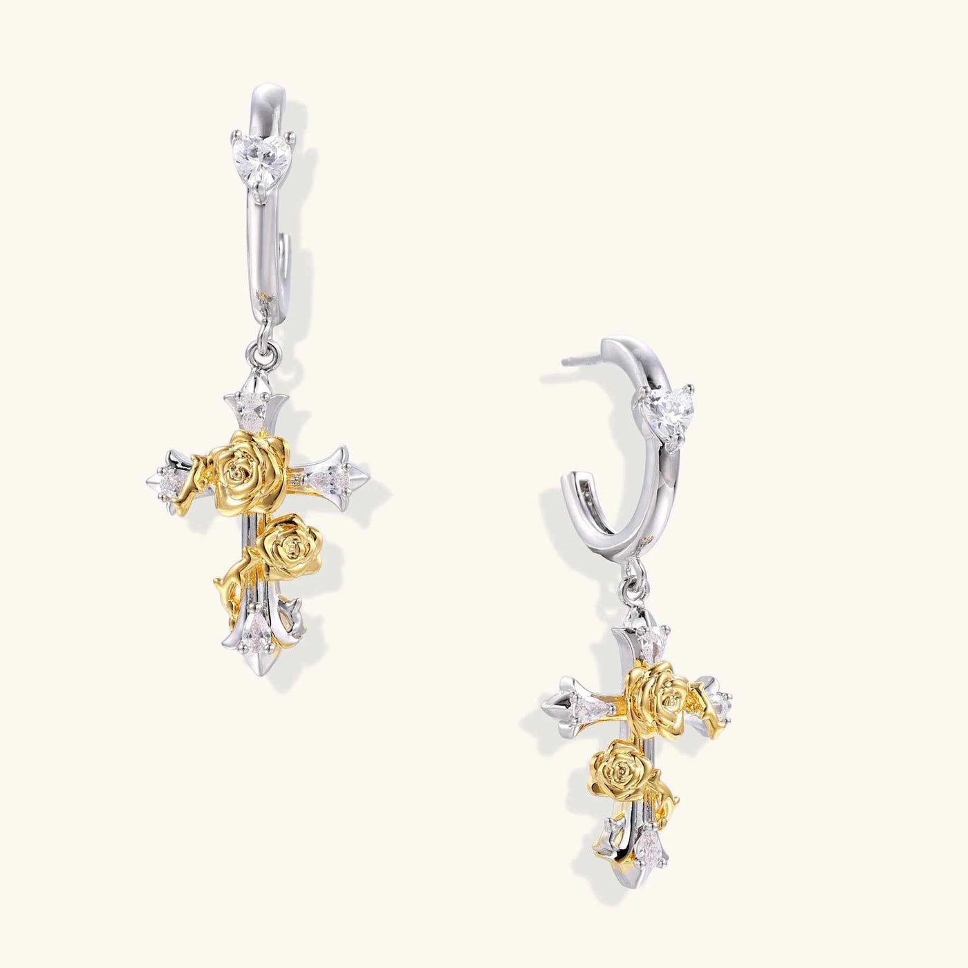 Divine Rose Cross Earrings