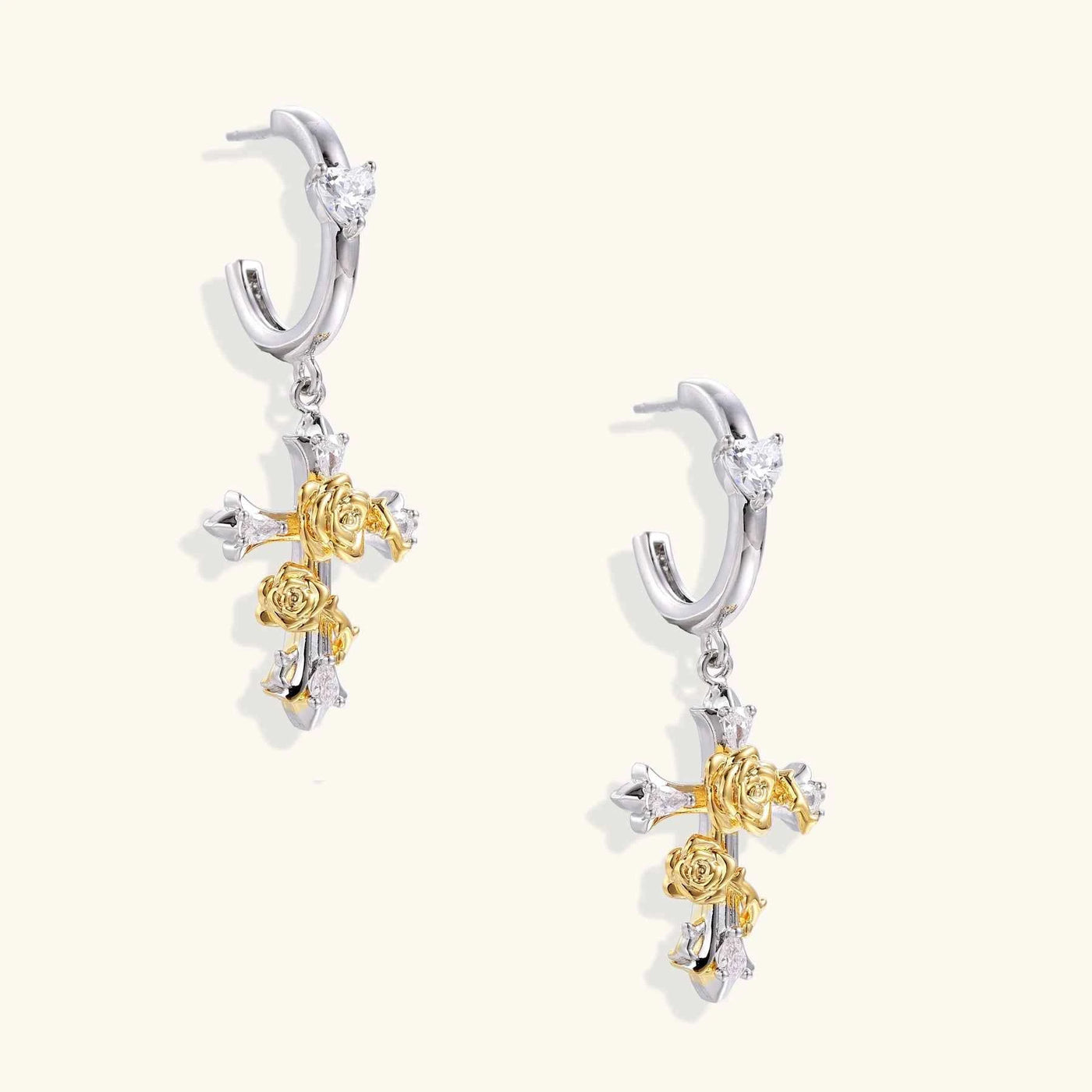 Divine Rose Cross Earrings