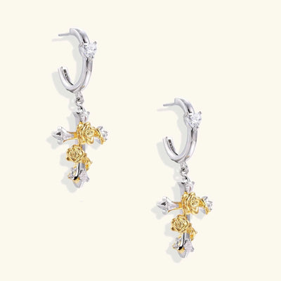 Divine Rose Cross Earrings