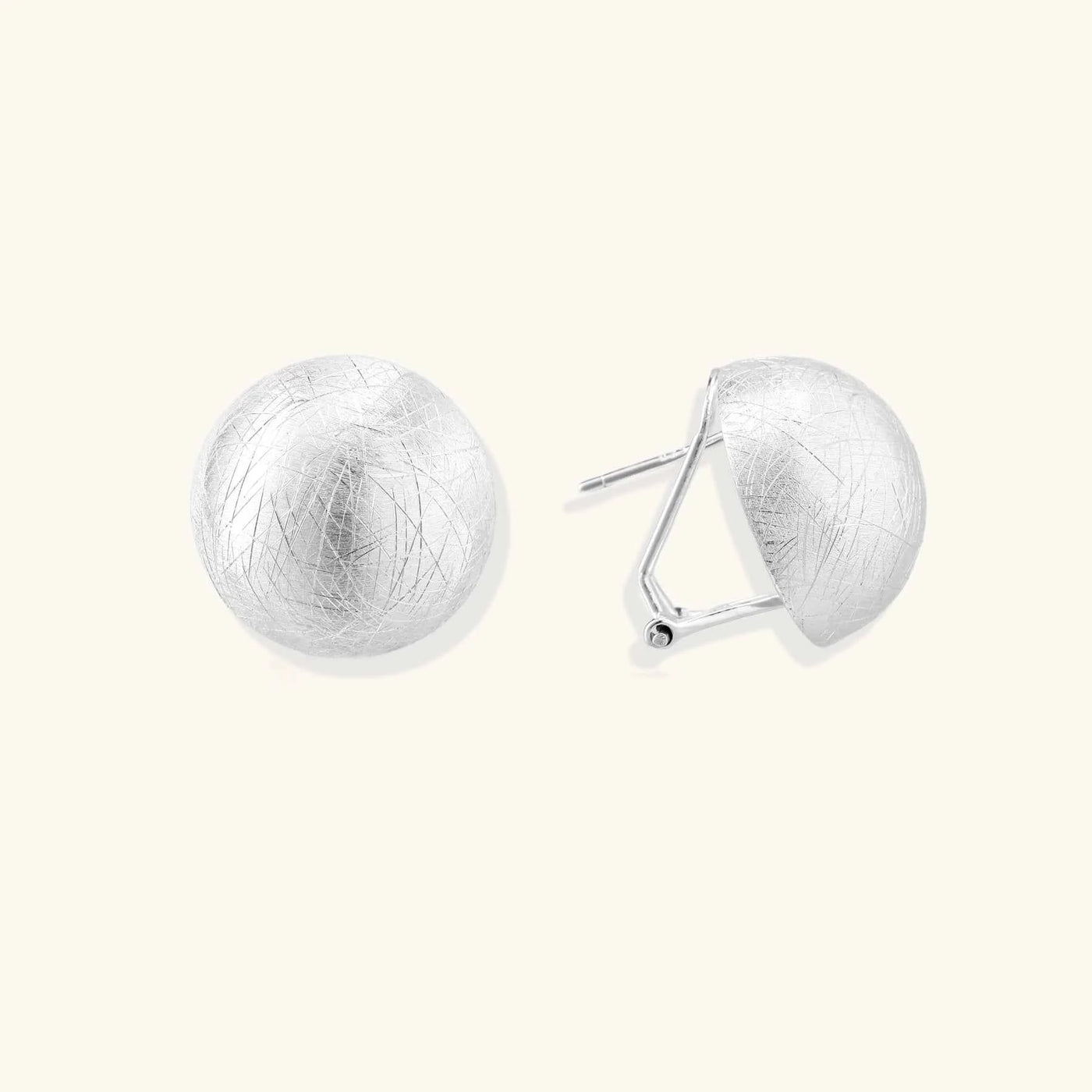 Brushed Silver Dome Earrings