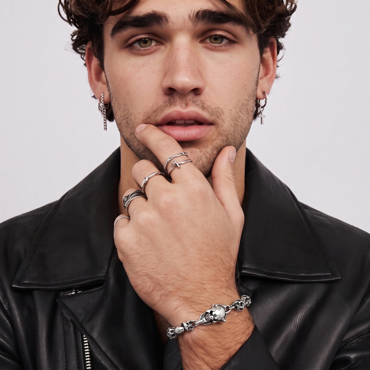 Bracelet tête de mort en argent 925