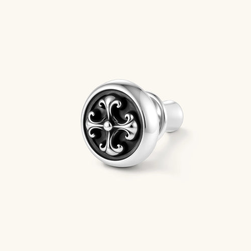 Fleur-de-Lis-Ohrstecker 925er Silber, schwarz