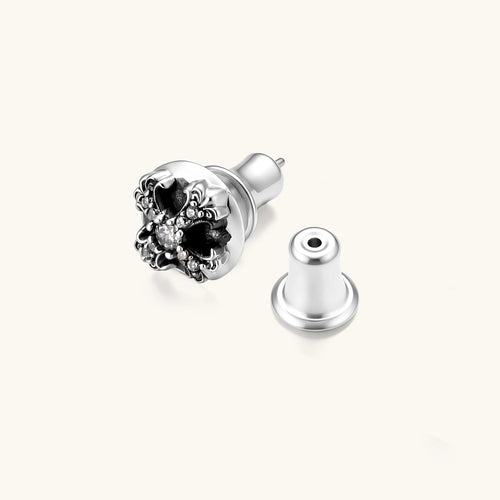 Blüten-Ohrstecker 925er Silber, geschwärzt (Ansicht 2)
